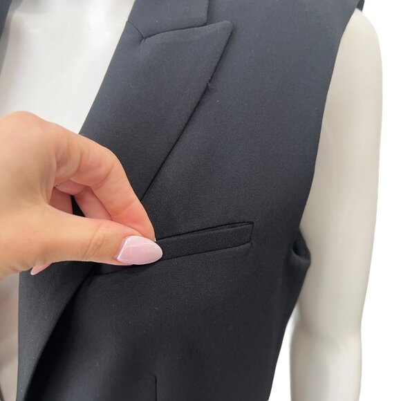 Veronica Beard Black Tux Single Breasted Vest Nylon Blazer size 6 - Picture 4 of 11